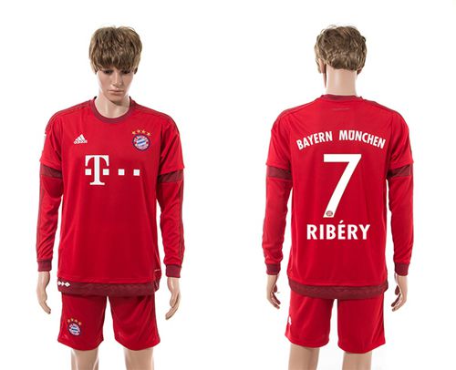 Bayern Munchen #7 Ribery Home Long Sleeves Soccer Club Jersey