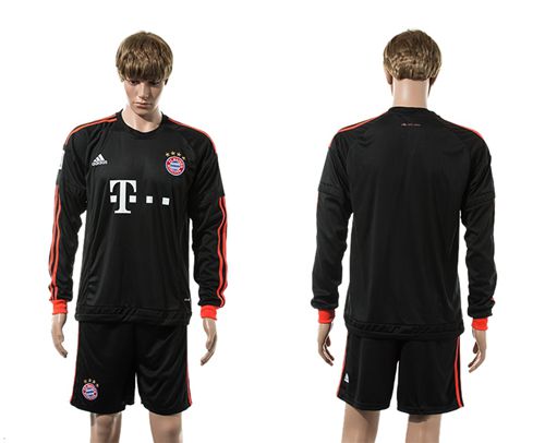 Bayern Munchen Blank Black Long Sleeves Soccer Club Jersey