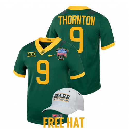 Baylor Bears Tyquan Thornton 2022 Sugar Bowl Green Jersey College Football Playoff