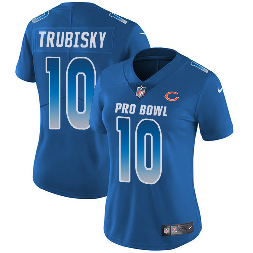 Bears #10 Mitchell Trubisky Royal Women's Stitched Football Limited NFC 2019 Pro Bowl Jersey
