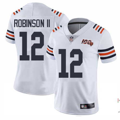 Bears #12 Allen Robinson II White Alternate Women's Stitched Football Vapor Untouchable Limited 100th Season Jersey
