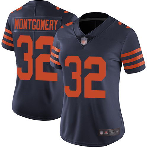 Bears #32 David Montgomery Navy Blue Alternate Women's Stitched Football Vapor Untouchable Limited Jersey