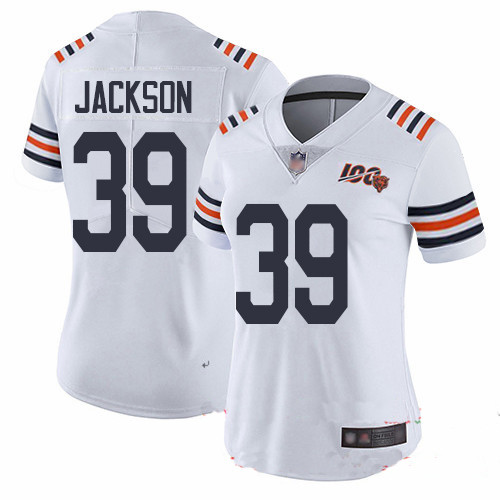 Bears #39 Eddie Jackson White Alternate Women's Stitched Football Vapor Untouchable Limited 100th Season Jersey