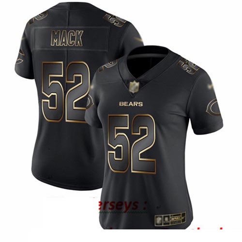 Bears #52 Khalil Mack Black Gold Women's Stitched Football Vapor Untouchable Limited Jersey