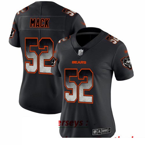 Bears #52 Khalil Mack Black Women's Stitched Football Vapor Untouchable Limited Smoke Fashion Jersey