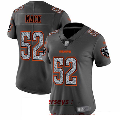 Bears #52 Khalil Mack Gray Static Women's Stitched Football Vapor Untouchable Limited Jersey