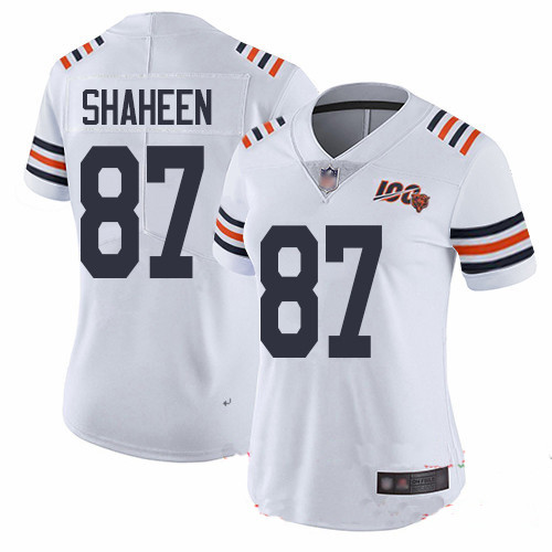 Bears #87 Adam Shaheen White Alternate Women's Stitched Football Vapor Untouchable Limited 100th Season Jersey