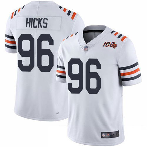 Bears #96 Akiem Hicks White Alternate Youth Stitched Football Vapor Untouchable Limited 100th Season Jersey