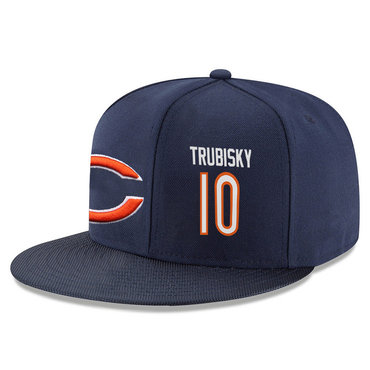 Bears 10 Mitch Trubisky Navy Adjustable Hat