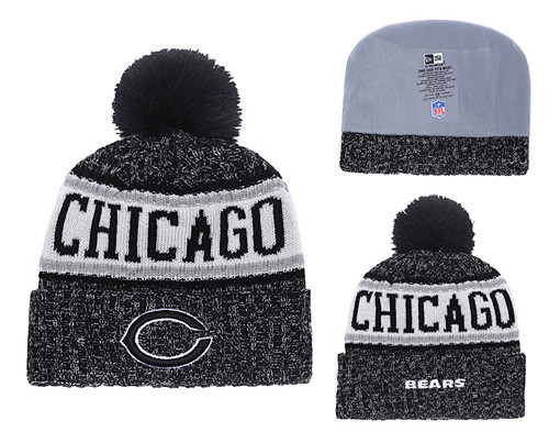 Bears 2018 NFL Sideline Navy Pom Knit Hat YD