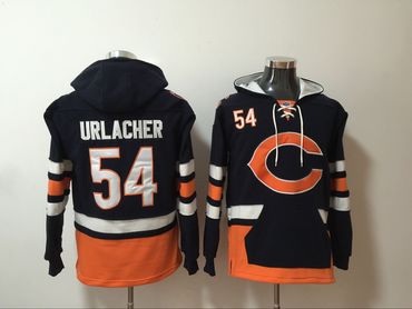 Bears 54 Brian Urlacher Navy All Stitched Hooded Sweatshirt