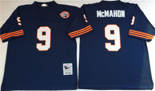Bears 9 Jim McMahon Navy 1985 M&N Throwback Jersey