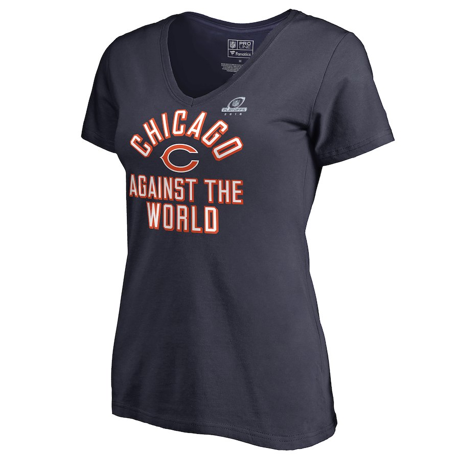Bears Navy Women's 2018 NFL Playoffs Against The World T-Shirt