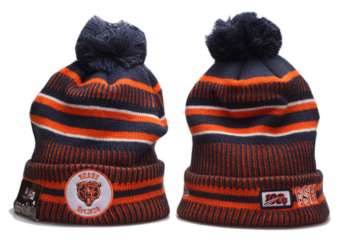 Bears Team Logo Orange 100th Season Pom Knit Hat YD