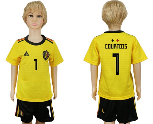 Belgium #1 Courtois Away Kid Soccer Country Jersey