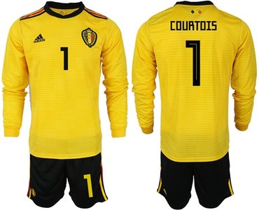 Belgium #1 Courtois Away Long Sleeves Soccer Country Jersey