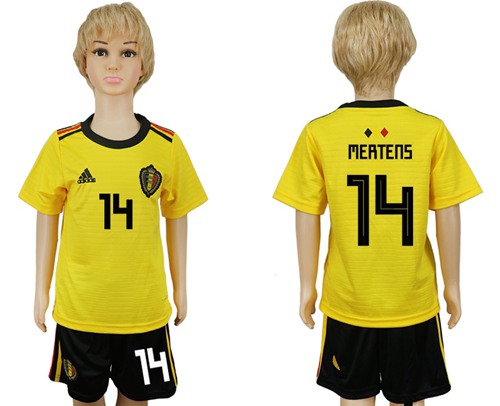 Belgium #14 Mertens Away Kid Soccer Country Jersey