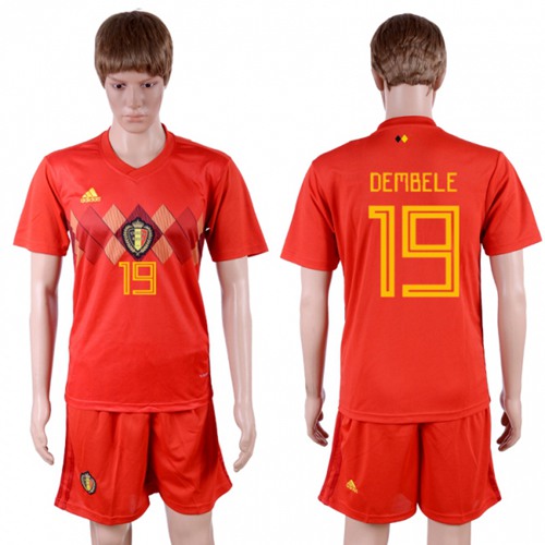 Belgium #19 Dembele Red Soccer Country Jersey
