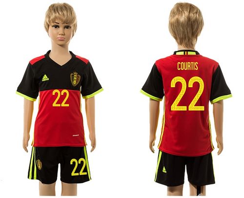 Belgium #22 Courtis Red Home Kid Soccer Country Jersey