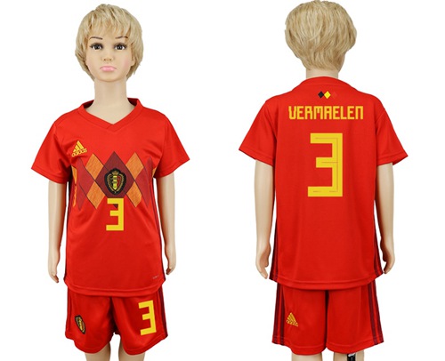 Belgium #3 Vermaelen Red Home Kid Soccer Country Jersey