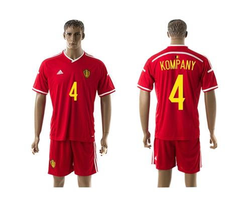 Belgium #4 Kompany Red Home Soccer Club Jersey