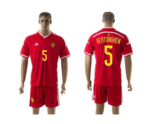 Belgium #5 Vertonghen Red Home Soccer Club Jersey