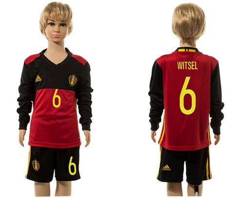 Belgium #6 Witsel Red Home Long Sleeves Kid Soccer Country Jersey