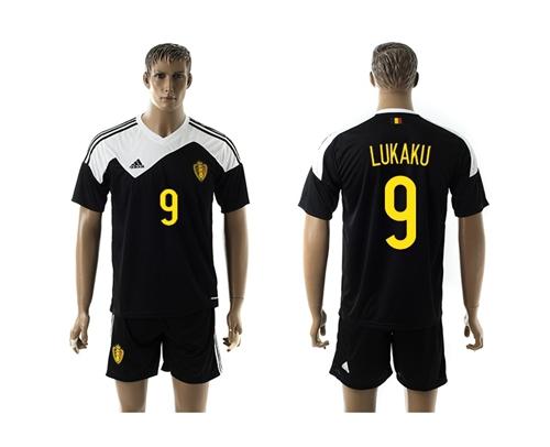 Belgium #9 Lukaku Black Away Soccer Club Jersey