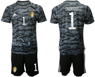 Belgium 1 COURTOIS Black Goalkeeper UEFA Euro 2020 Soccer Jersey