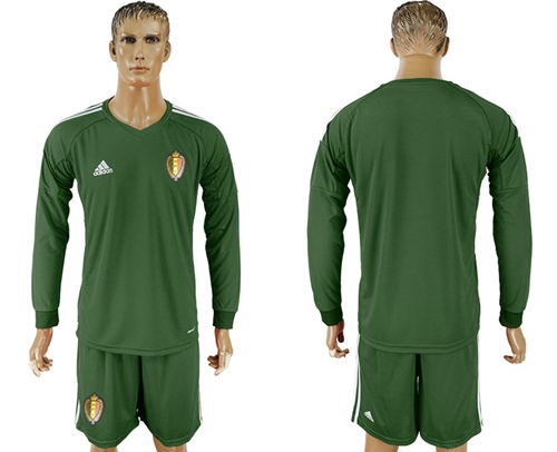 Belgium Blank Army Green 2018 FIFA World Cup Long Sleeves Goalkeeper Soccer Country Jersey