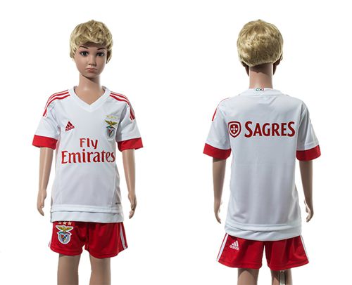 Benfica Blank White Away Kid Soccer Club Jersey
