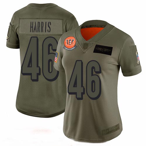 Bengals #46 Clark Harris Camo Women's Stitched Football Limited 2019 Salute to Service Jersey