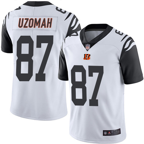 Bengals #87 C.J. Uzomah White Men's Stitched Football Limited Rush Jersey