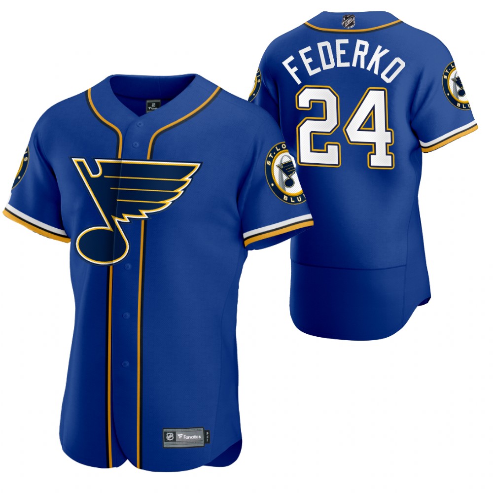 Bernie Federko Blues 2020 NHL X MLB Crossover Baseball Jersey Royal