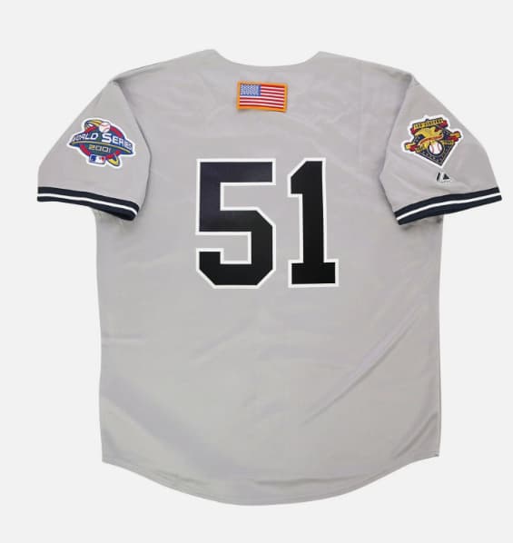 Bernie Williams 2001 New York Yankees Grey World Series Road Jersey