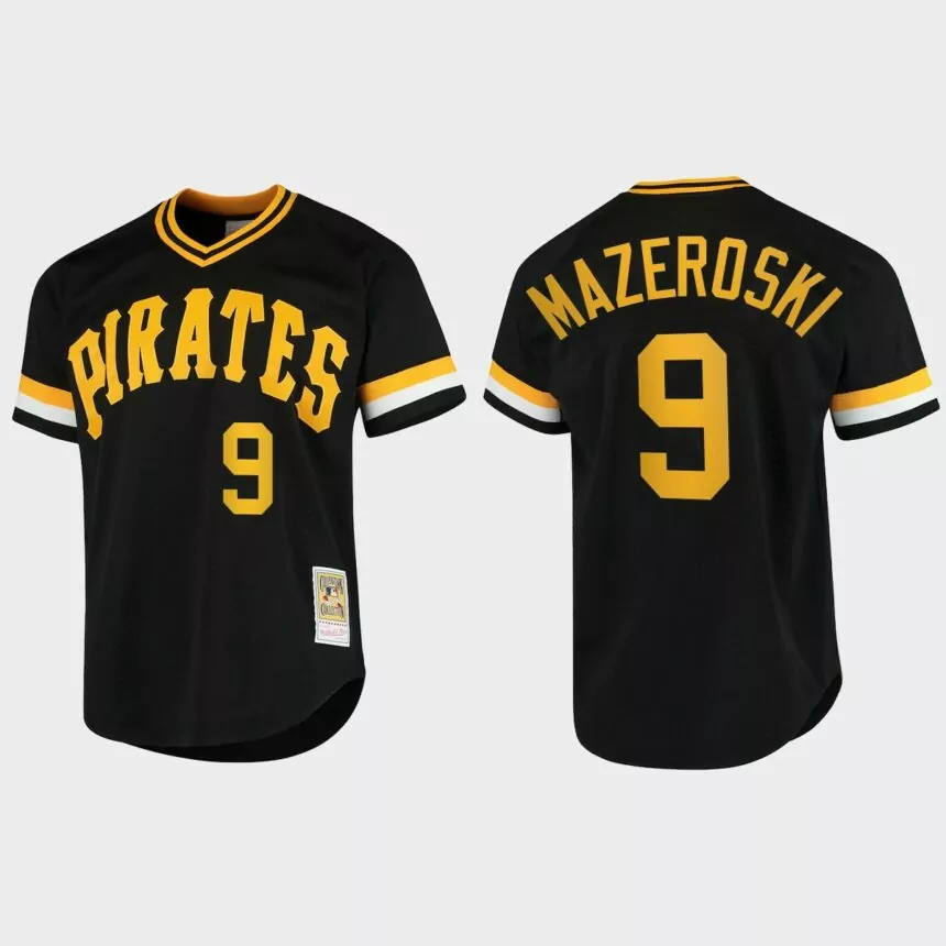 Bill Mazeroski #9 Pittsburgh Pirates Vintage BP Jersey – Black