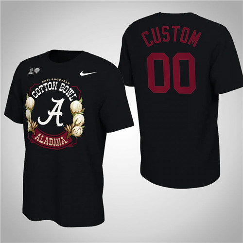 Black Alabama Crimson Tide Custom 2021 Cotton Bowl Locker Room T-Shirt