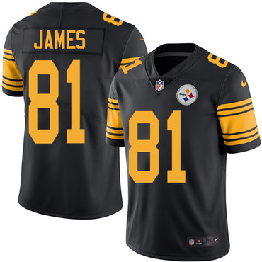 Black Jesse James Men's Jersey - NFL Nike Pittsburgh Steelers #81 Limited Rush Jerseys