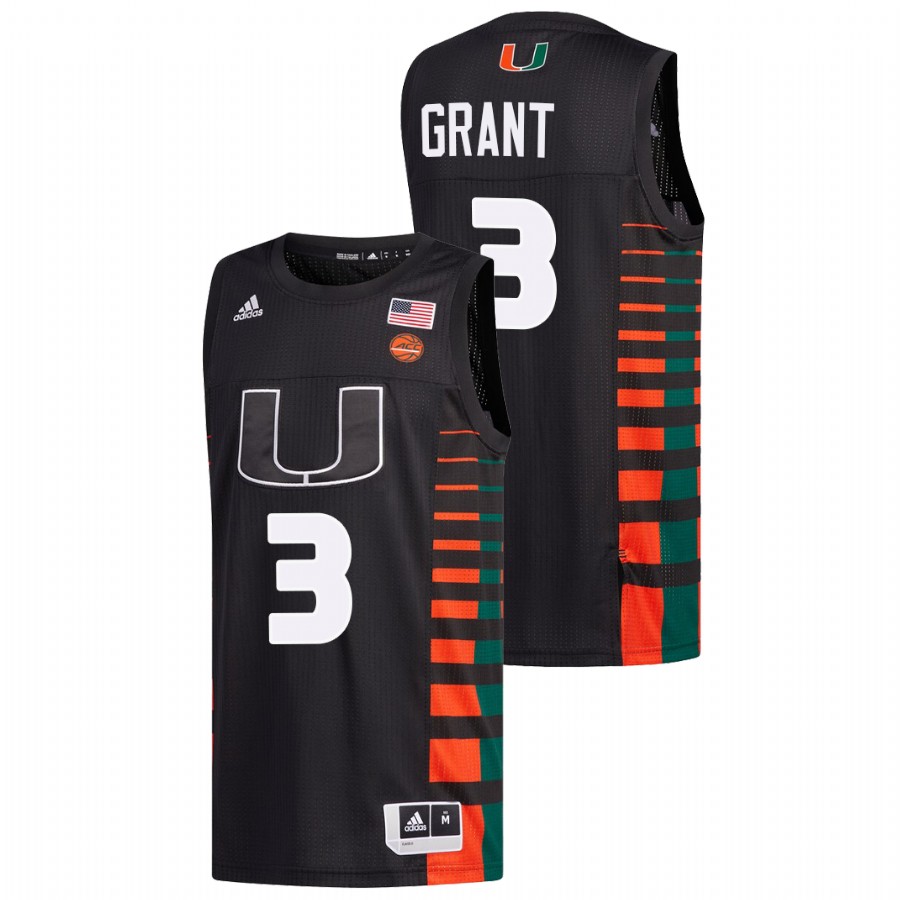 Black Men's Jersey Malcolm Grant Miami Hurricanes Alumni Black Jersey