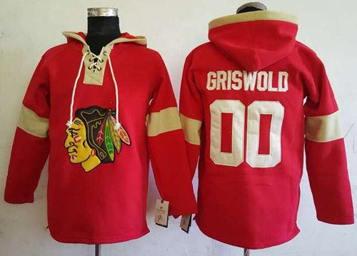 Blackhawks #00 Clark Griswold Red Pullover Hoodie Stitched NHL Jersey