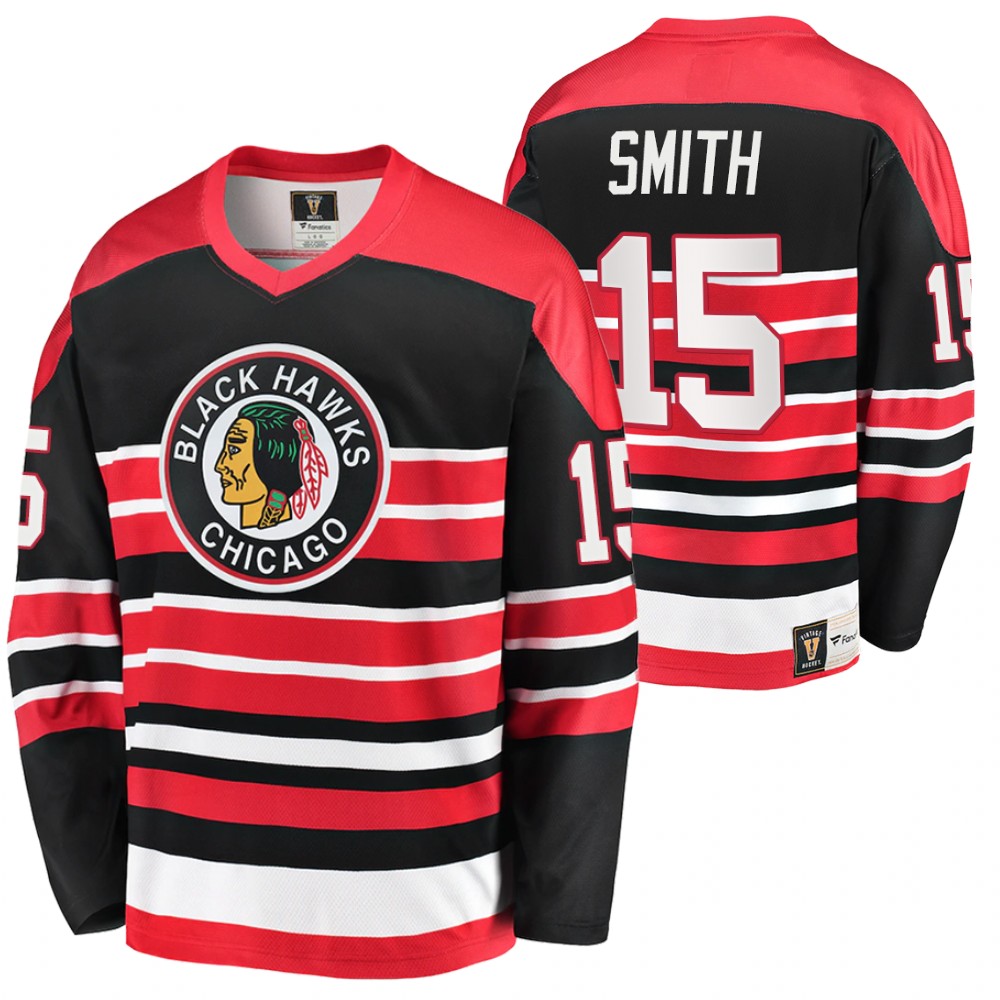 Blackhawks #15 Zack Smith Black Red Heritage Vintage Premier Jersey
