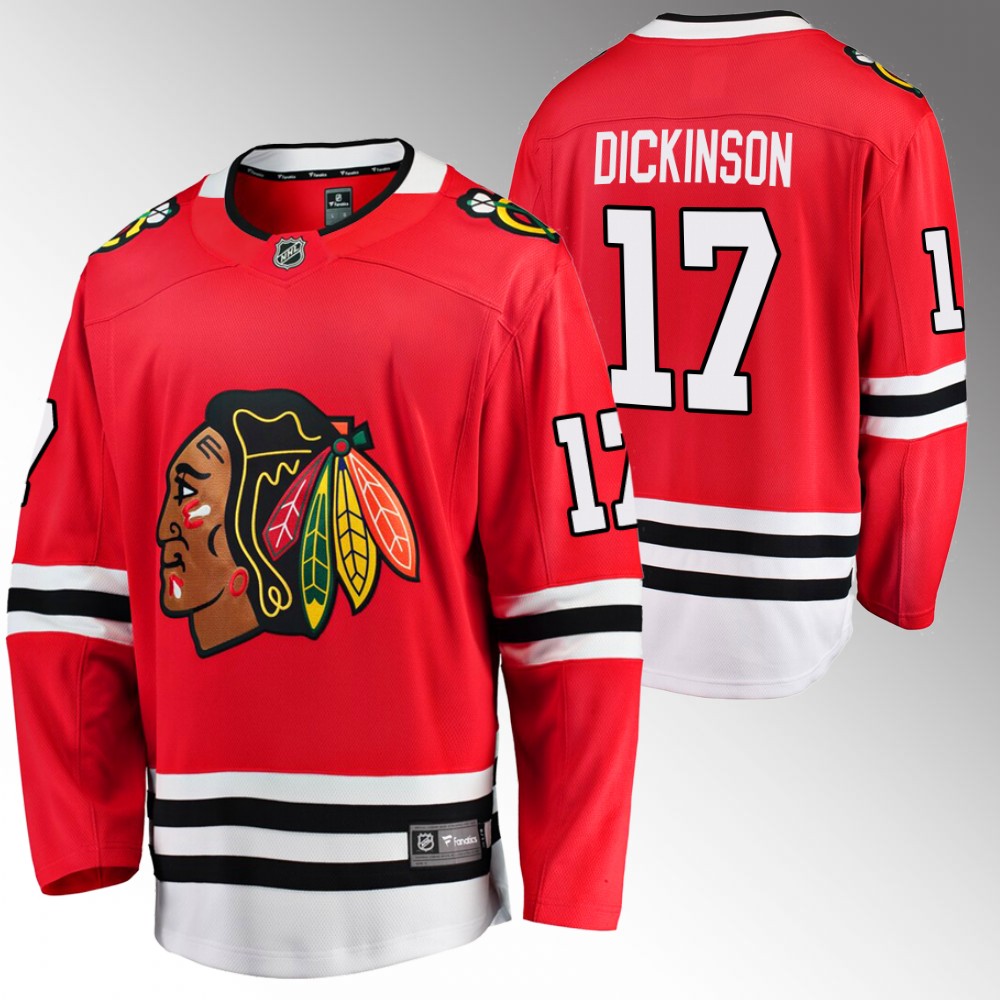 Blackhawks #17 Jason Dickinson Red Home Jersey