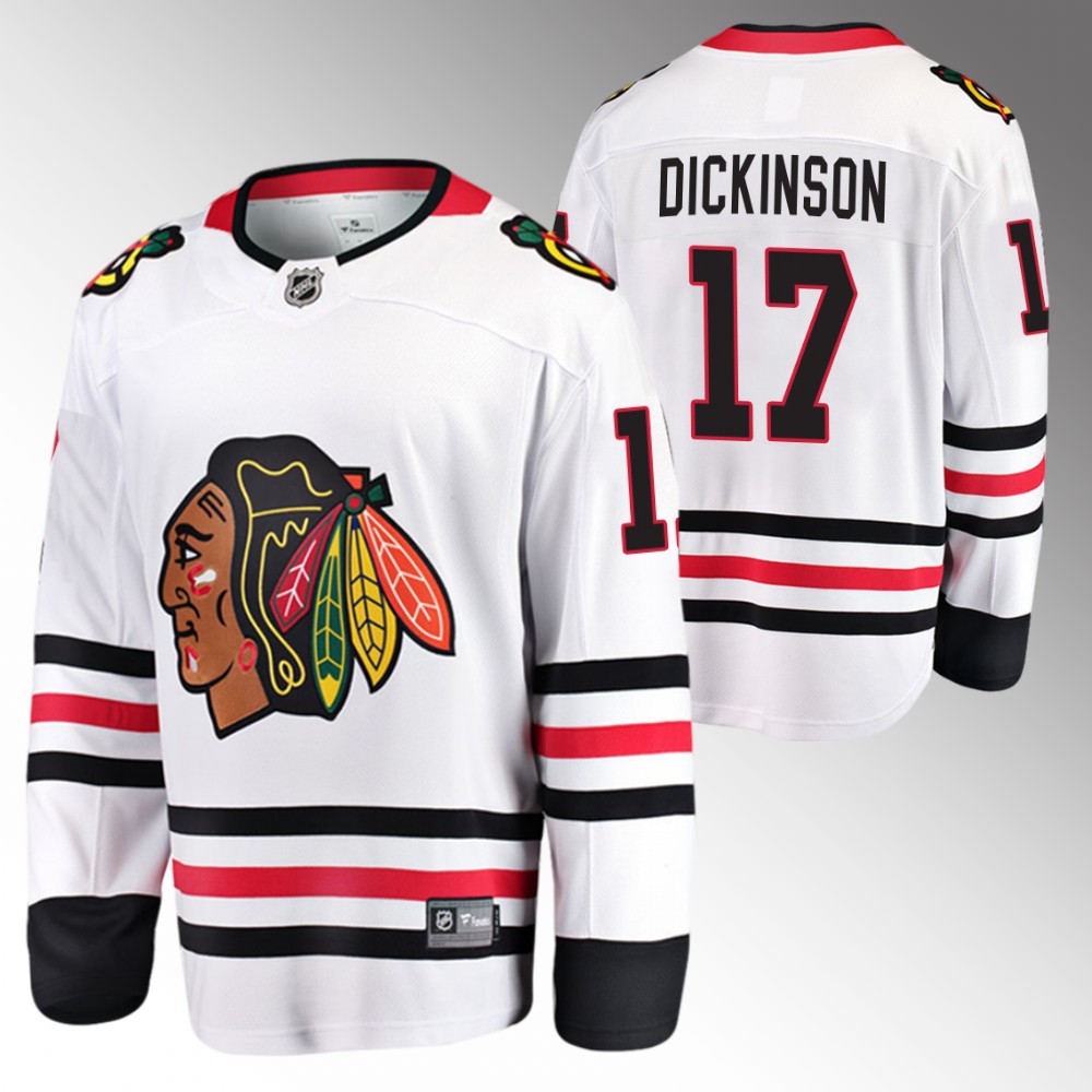 Blackhawks #17 Jason Dickinson White Away Jersey