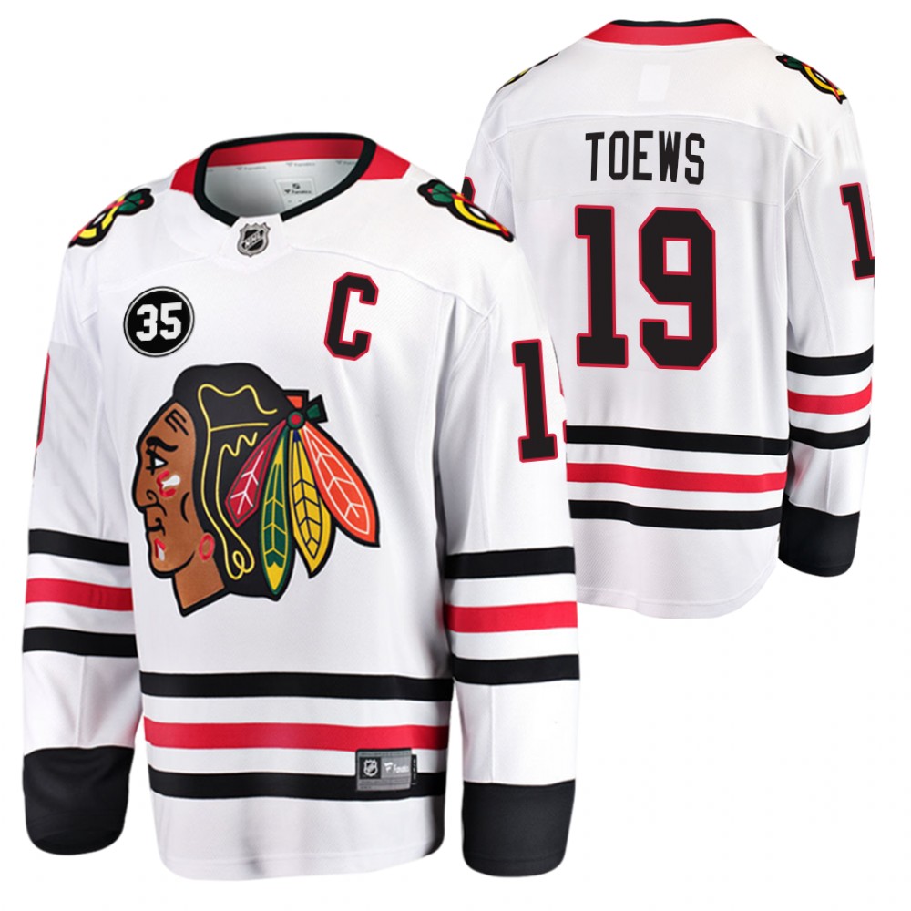 Blackhawks #19 Jonathan Toews White 35 Patch Honor Tony Esposito Jersey