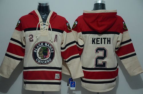 Blackhawks #2 Duncan Keith Cream Sawyer Hooded Sweatshirt