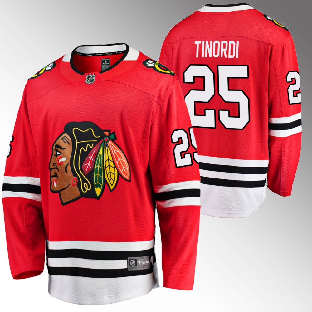 Blackhawks #25 Jarred Tinordi Red Home Jersey