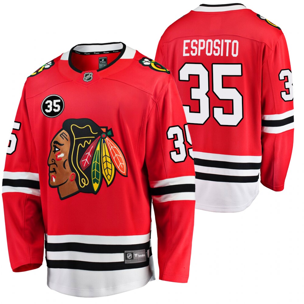 Blackhawks #35 Tony Esposito Red 6x NHL All-Star Jersey