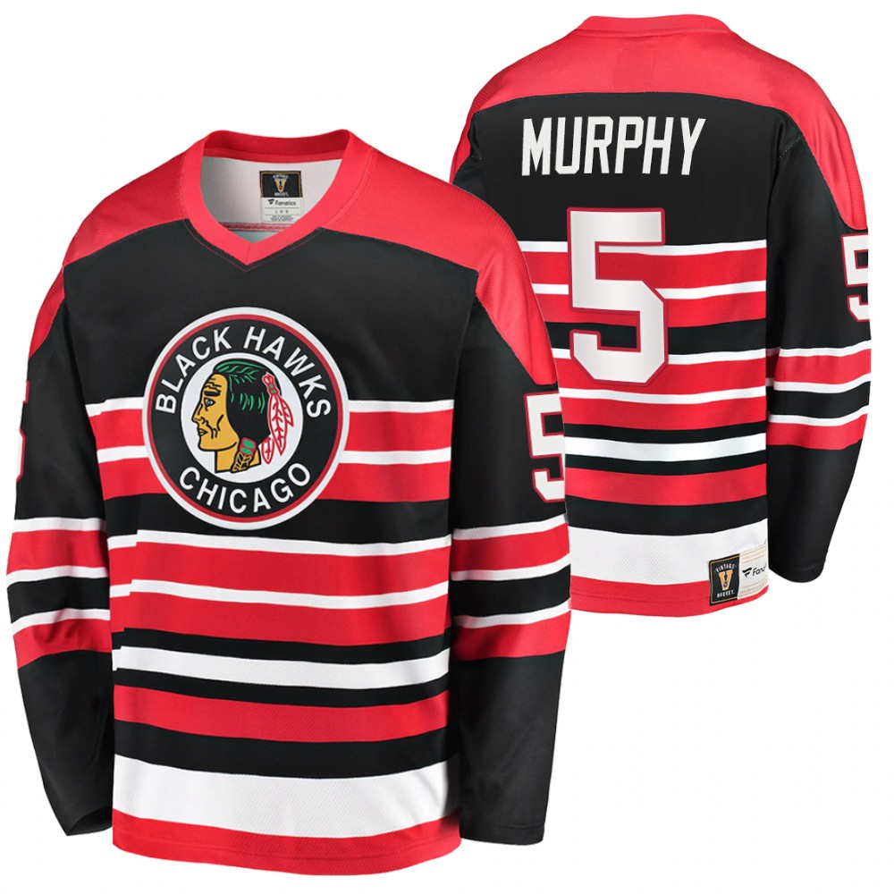Blackhawks #5 Connor Murphy Black Red Heritage Vintage Premier Jersey