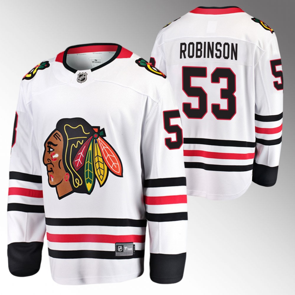 Blackhawks #53 Buddy Robinson White Away Jersey