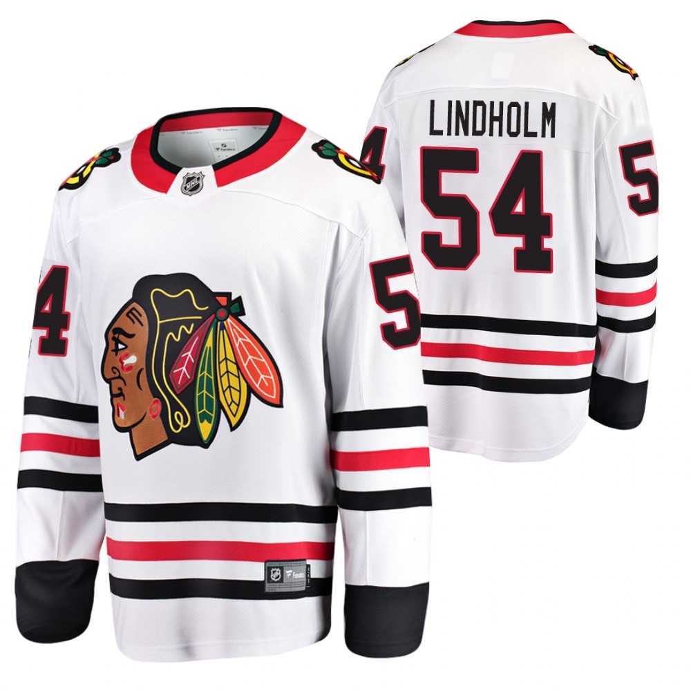 Blackhawks #54 Anton Lindholm White 2020-21 Away Jersey